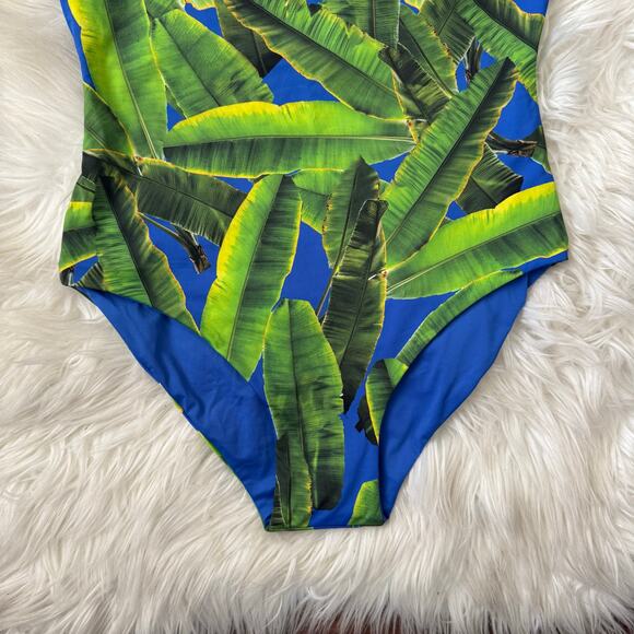 NWT Alice + Olivia Remy Scoop Neck Reversible Swim Bathing Suit Palm Print S - Picture 7 of 11